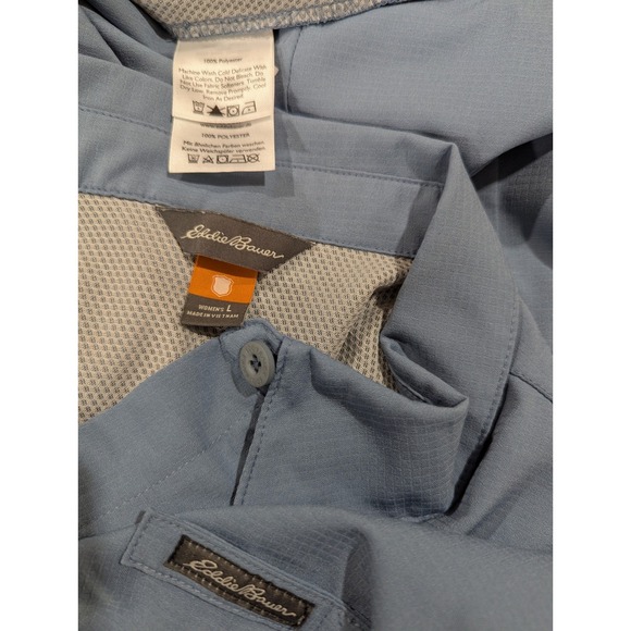 Eddie Bauer Womens Sleeveless Shirt Button Front Top Blue Size L - Picture 3 of 6